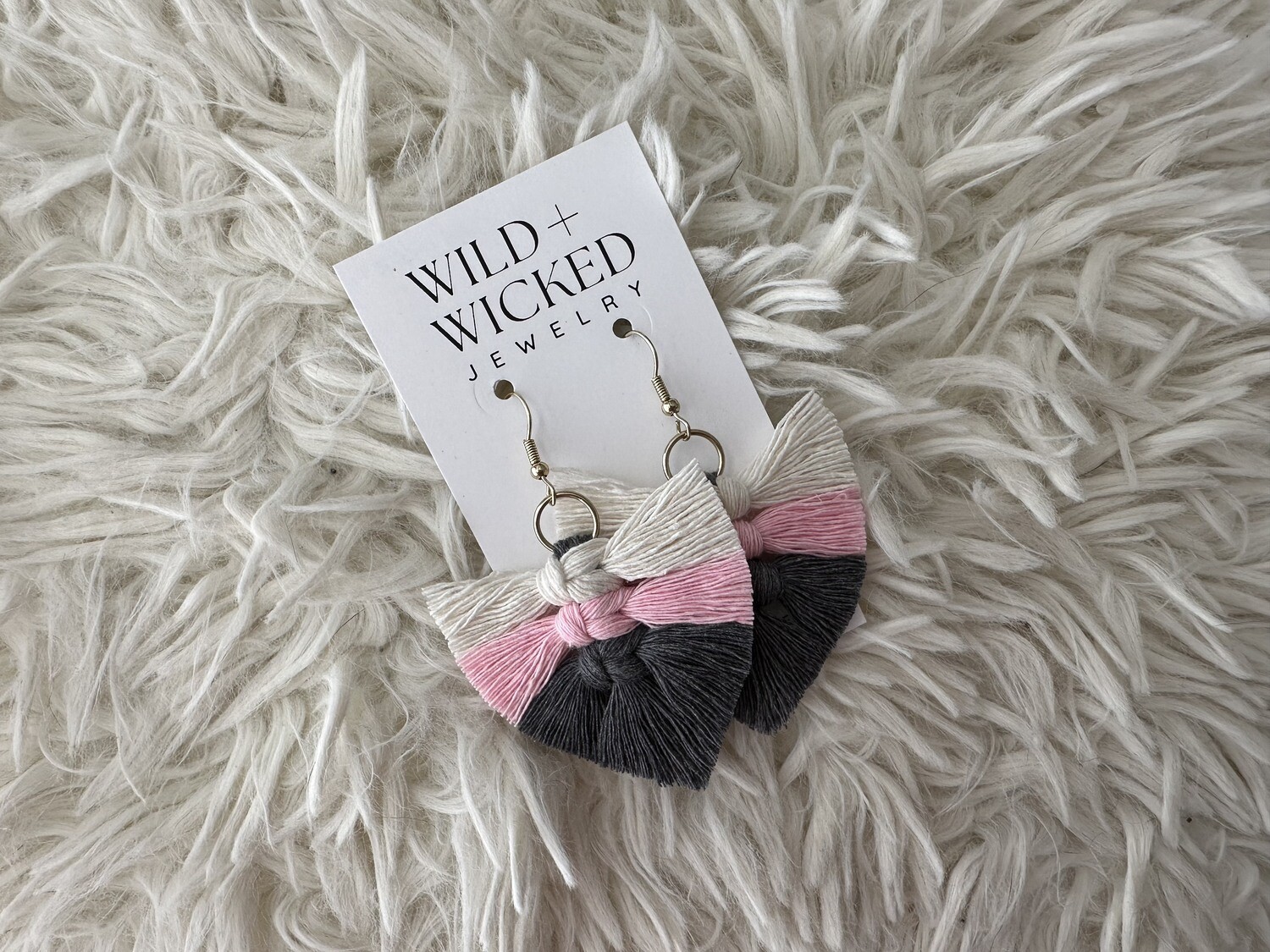 Boho Macrame Earrings MINI - "Heather" Boho Macrame Earrings MINI - "Heather"