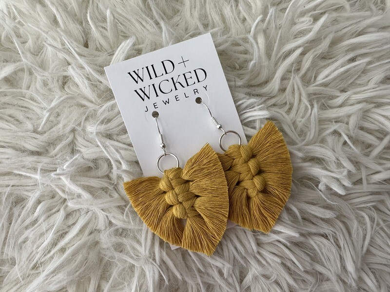 Boho Macrame Earrings MINI - "Sunshine"