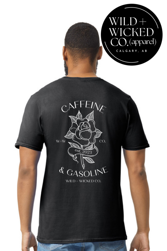 Flagship &quot;Caffeine &amp; Gasoline&quot; Unisex Tee - BLACK