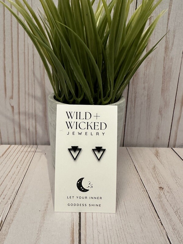 "Black Spear" Stainless Steel Stud Earrings