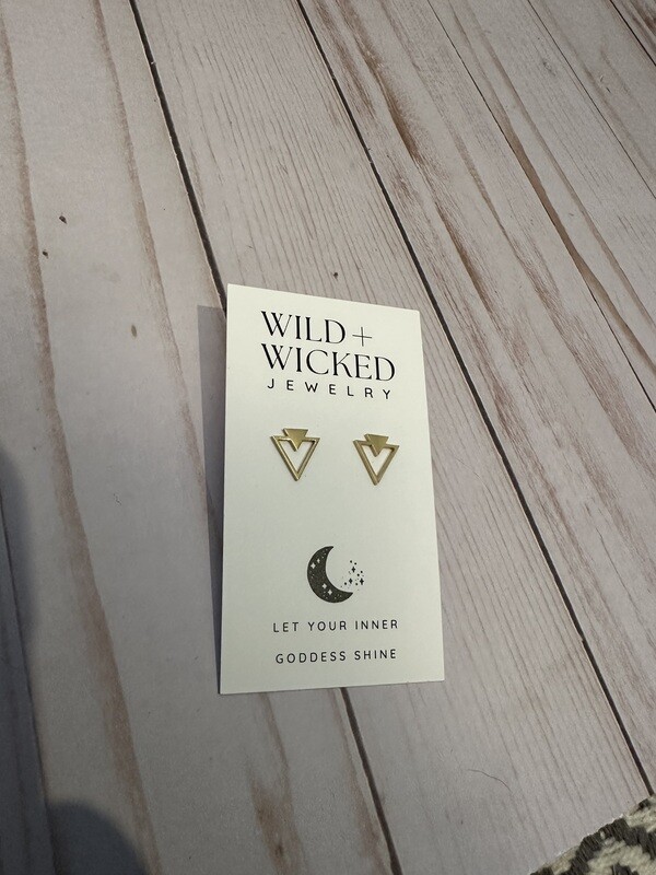 "Gold Spear" Stainless Steel Stud Earrings