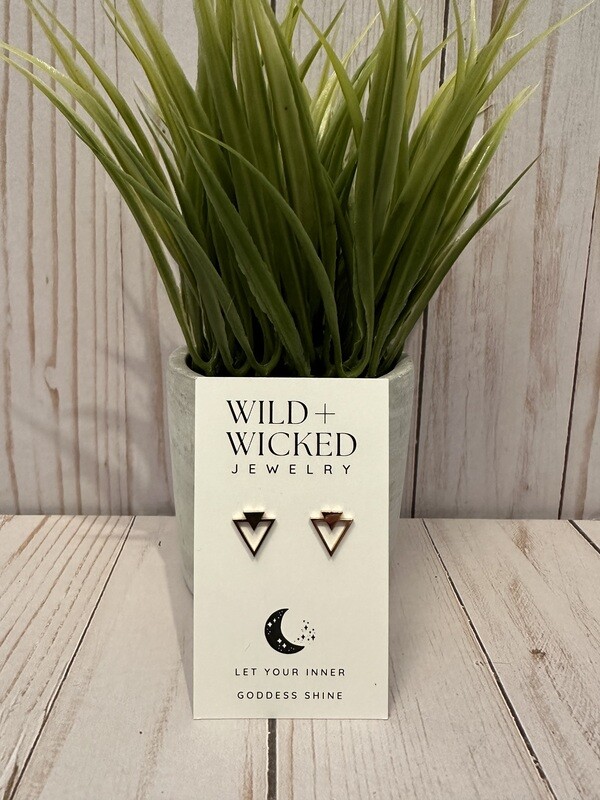 "Rose Gold Spear" Stainless Steel Stud Earrings