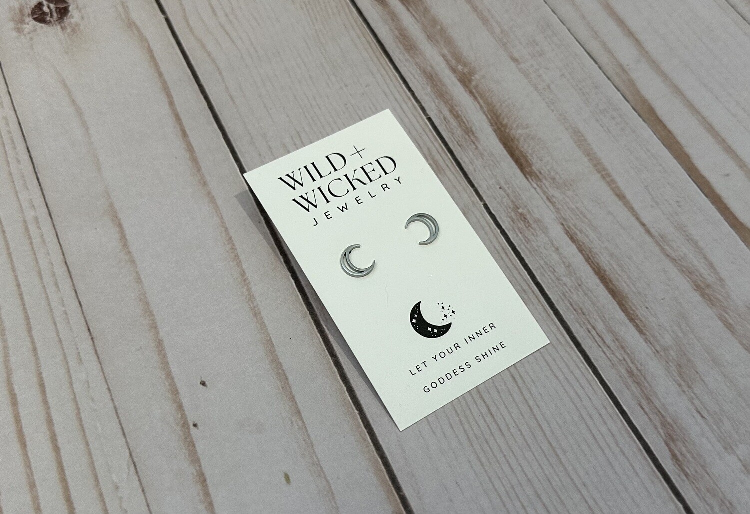 "Silver Crescent Moon" Stainless Steel Stud Earrings "Silver Crescent Moon" Stainless Steel Stud Earrings