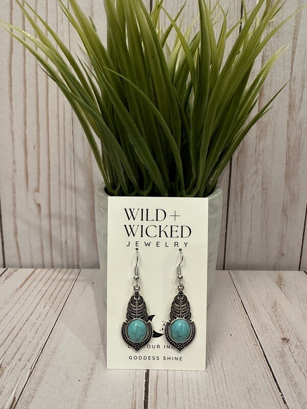 Feather Turquoise Dangles Feather Turquoise Dangles