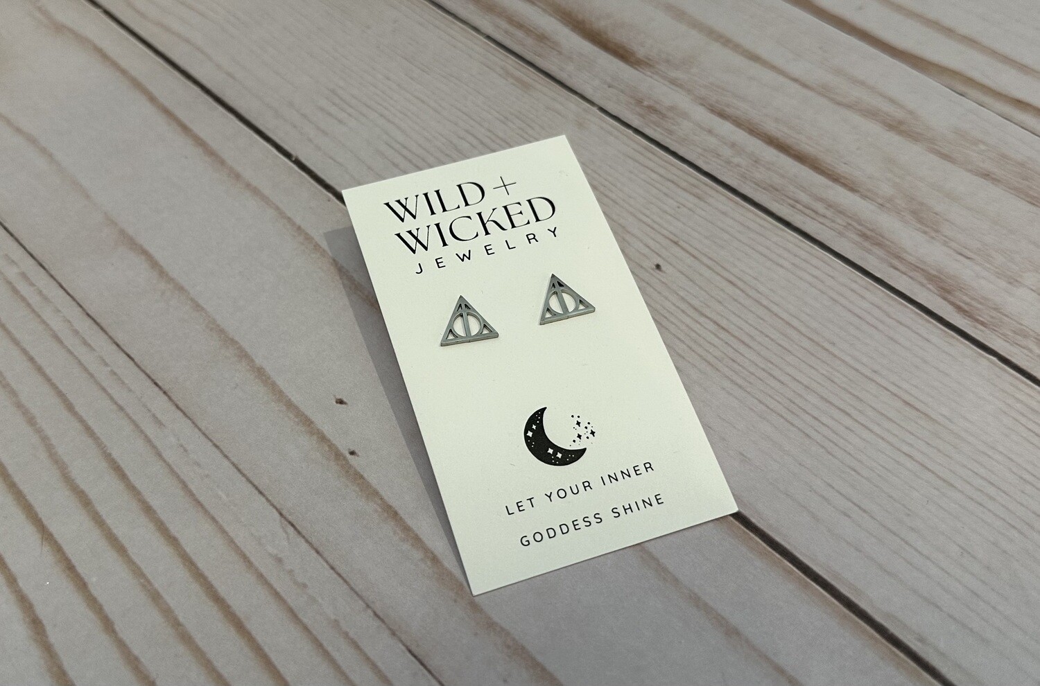"Silver Deathly Hallows" Stainless Steel Stud Earrings