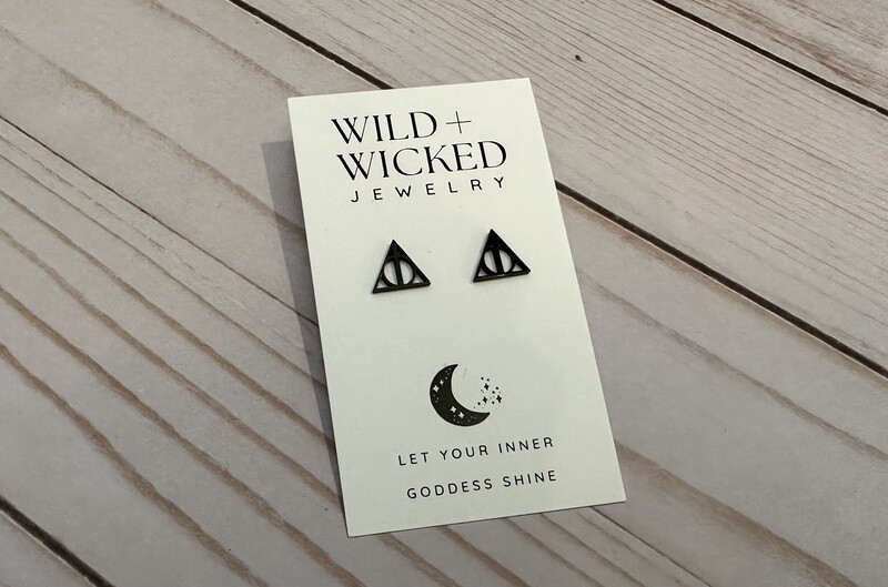 "Black Deathly Hallows" Stainless Steel Stud Earrings