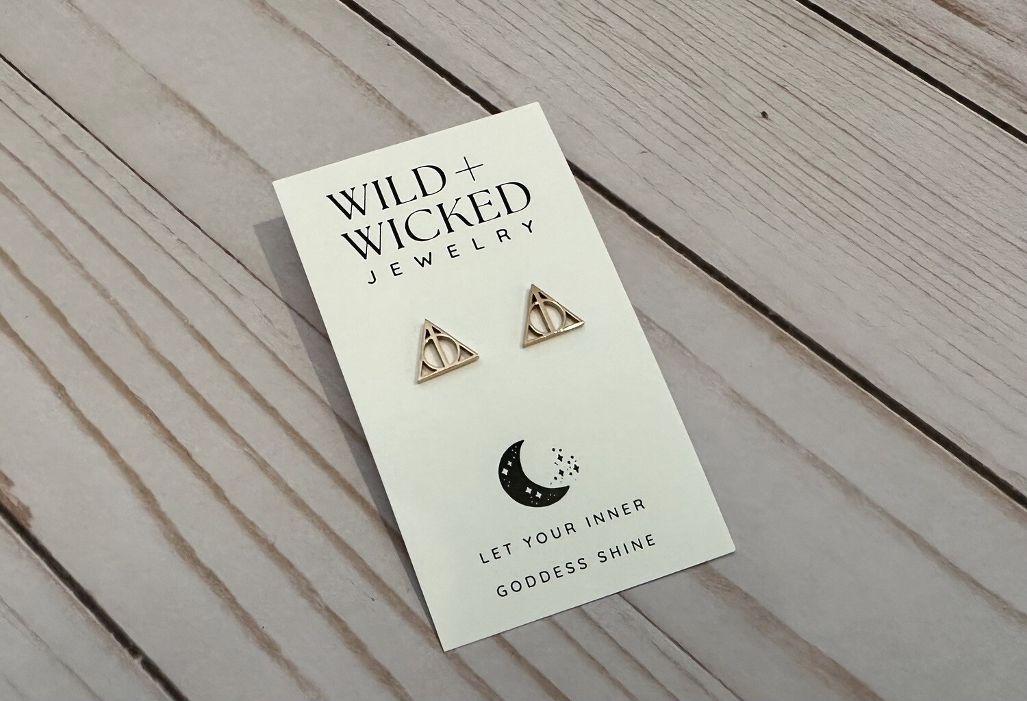 "Rose Gold Deathly Hallows" Stainless Steel Stud Earrings