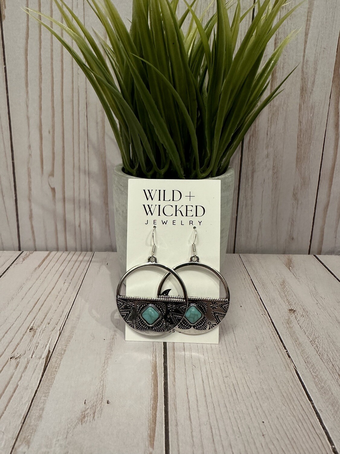 Western Turquoise Circle Dangles