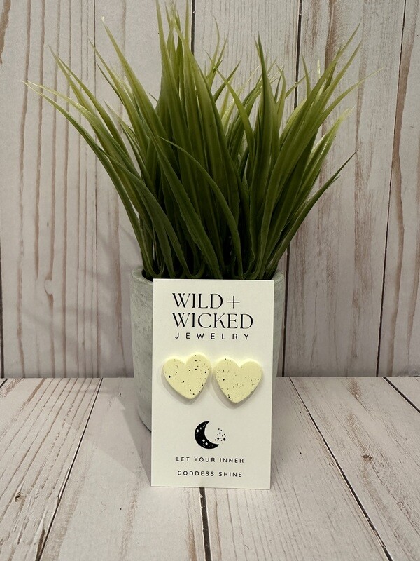 "Vanilla Heart" Clay Stud Earrings