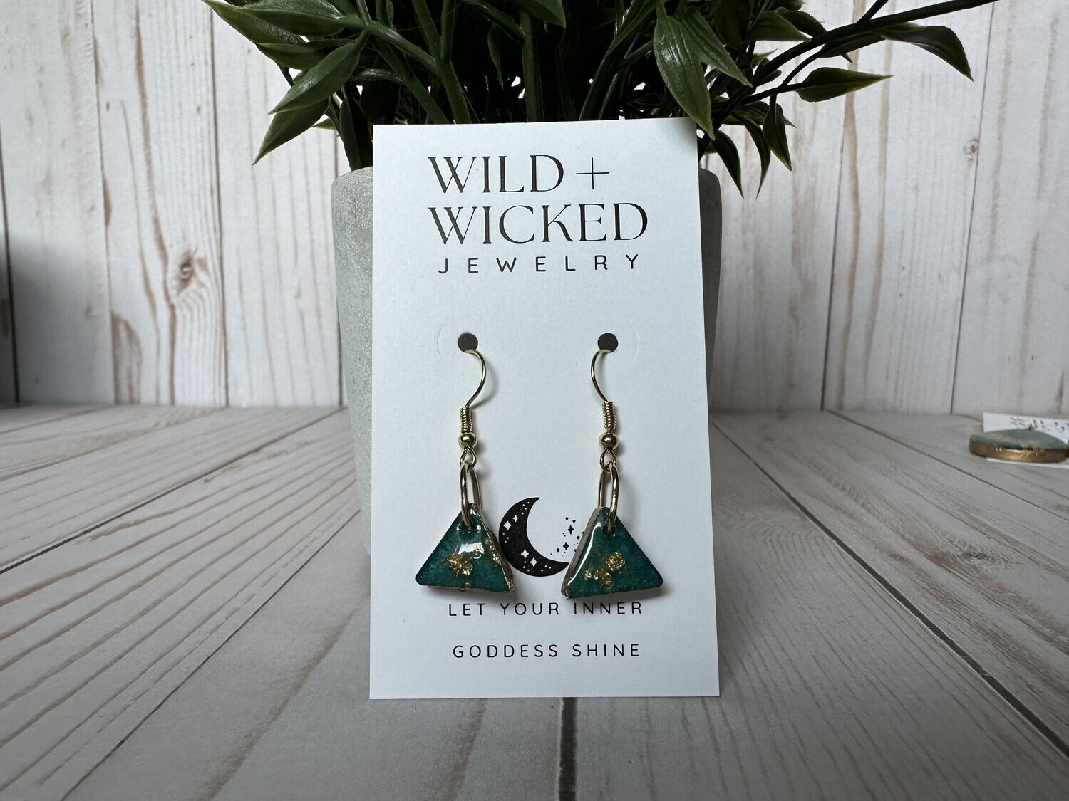 Teal Dagger Resin Earrings - Mini