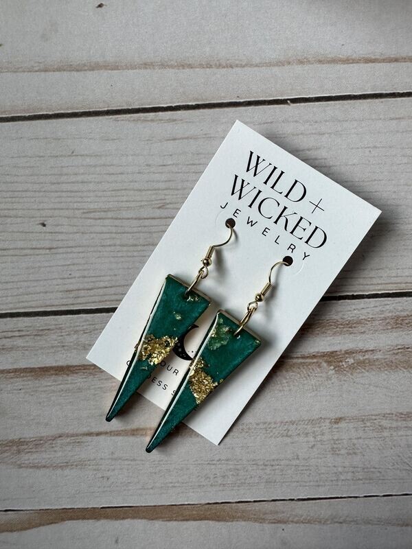 Teal Dagger Resin Earrings - Large