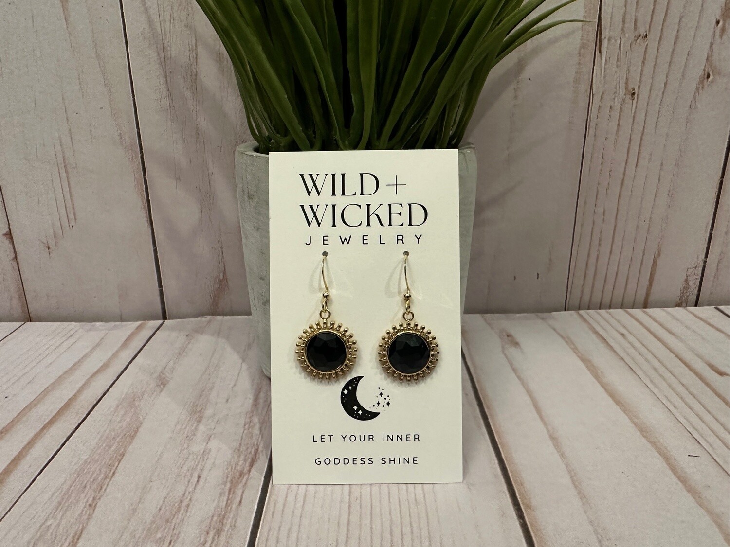 Golden Sun Earrings - Onyx