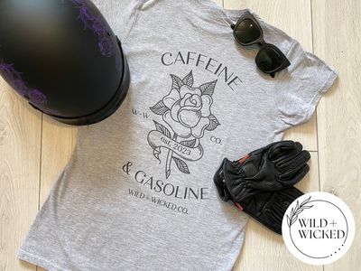 Flagship "Caffeine &amp; Gasoline" Women's Tee - GREY