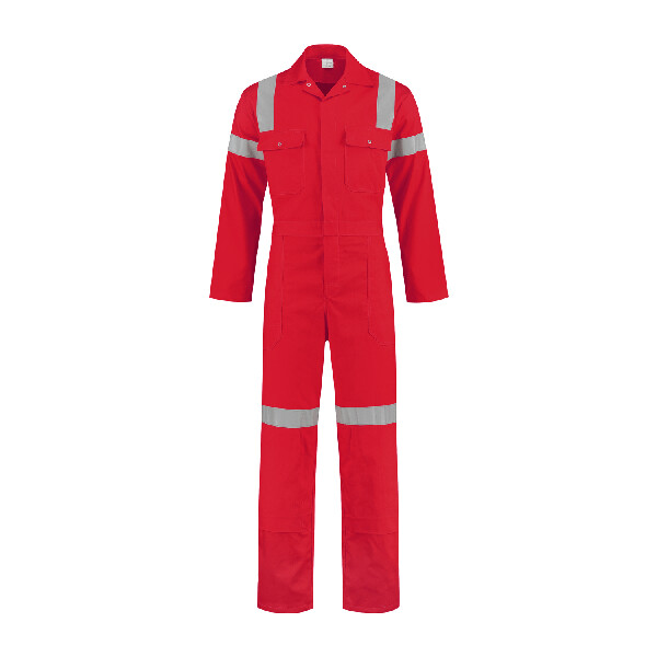 Hi Vis overall katoen 200gr oranje /blauw/rood