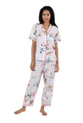 La Cera Short Sleeve Floral Pajama Set 100% Cotton