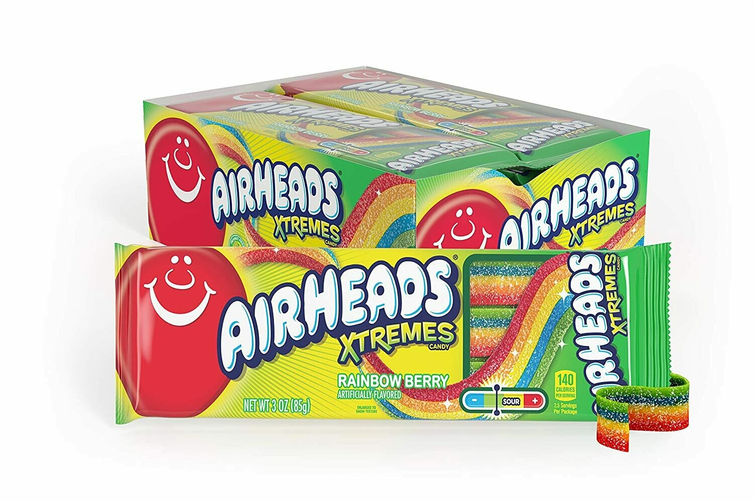 Airheads Xtremes Belts, Rainbow Berry 2oz Sweet Street Candy and