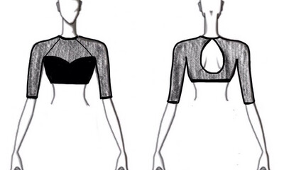 Dance Basics Sweetheart 3/4 Sleeve Crop Top