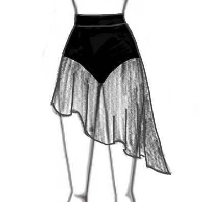 Dance Basics Asymmetrical Skirt With Attached Brief
