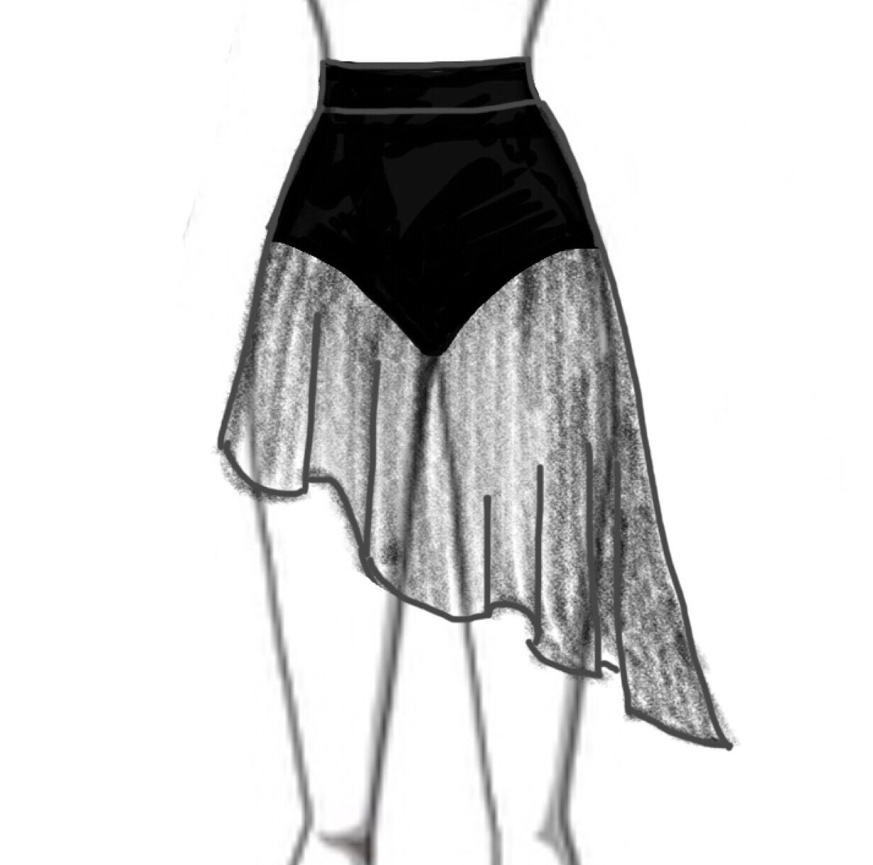 Dance Basics Asymmetrical Skirt With Attached Brief