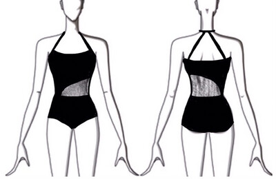 Dance Basics Halter Asymmetrical Mesh Leotard 