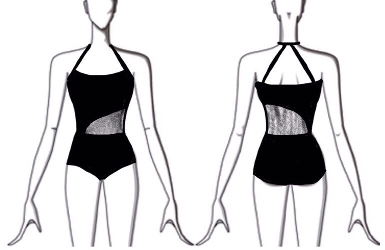 Dance Basics Halter Asymmetrical Mesh Leotard 