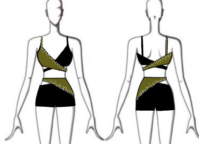 Colour Blocked Cross Cross Bra Top &amp; Shorts