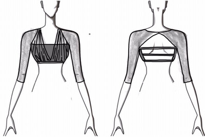 Dance Basics 3/4 Sleeve Crop Top With Ruching