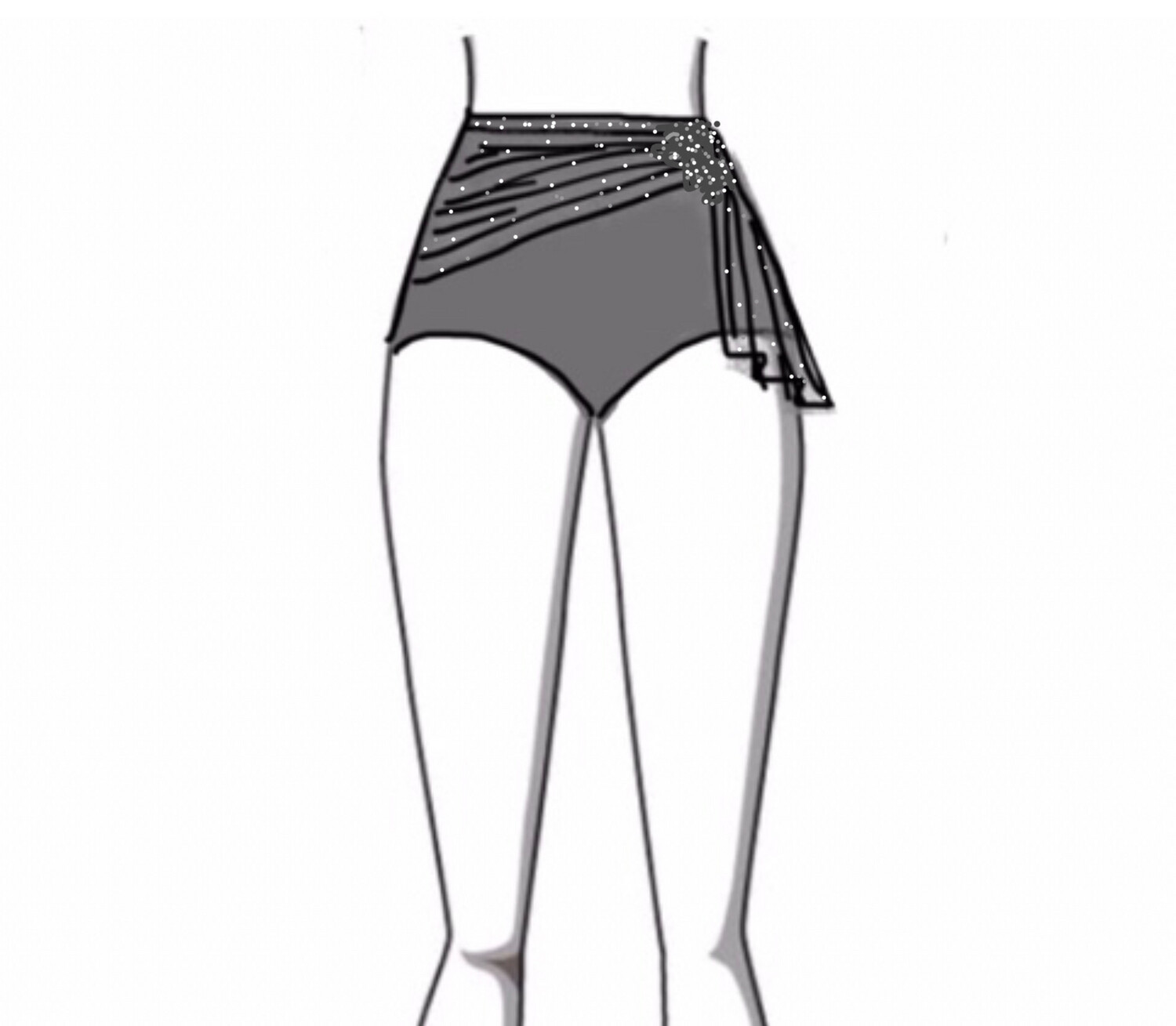 Embellished High Waisted Brief With Ruching