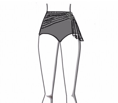 Embellished High Waisted Brief With Ruching