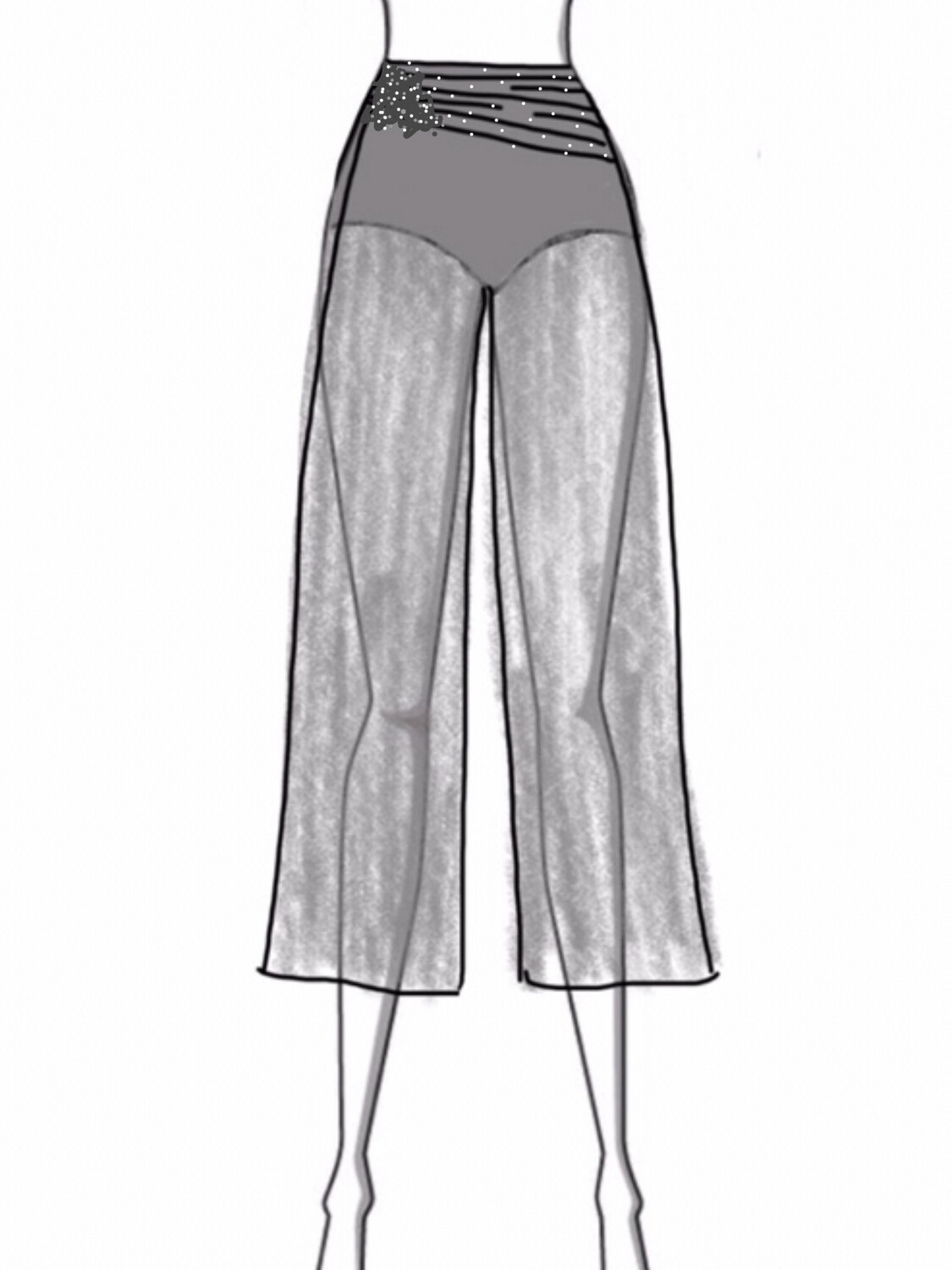 Embellished Cropped Pant With Attached Brief &amp; Ruching