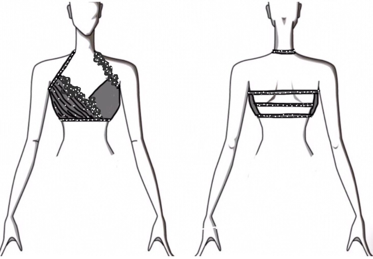 Embellished Halter Bra Top With Ruching