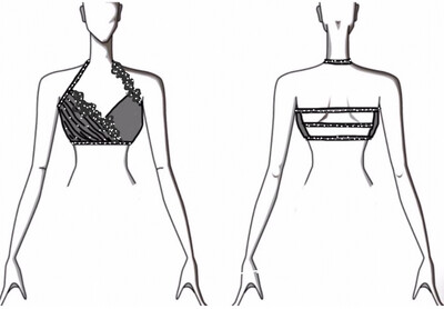 Embellished Halter Bra Top With Ruching