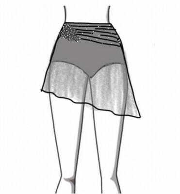 Embellished Asymmetrical Skirt With Attached Brief &amp; Ruching