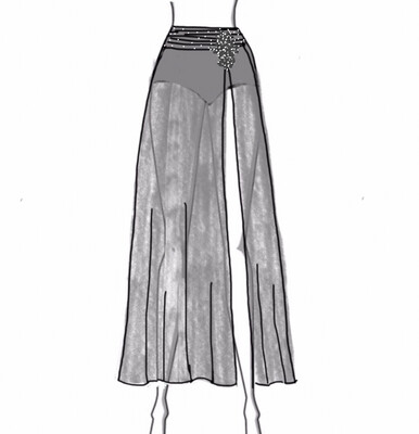 Embellished Maxi Skirt With Attached Brief &amp; Ruching