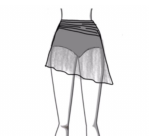 Dance Basics Asymmetrical Skirt With Attached Brief &amp; Ruching