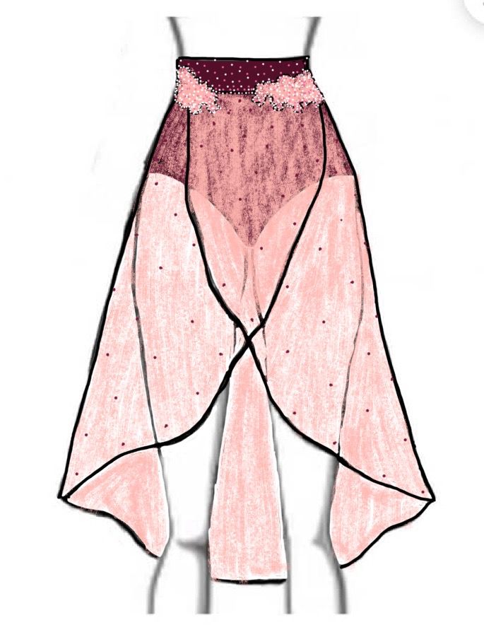 Two Tone Embellished Wrap Skirt With Attached Brief