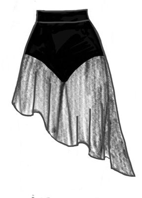 Dance Basics Asymmetrical Skirt With Attached Brief Dance Basics Asymmetrical Skirt With Attached Brief
