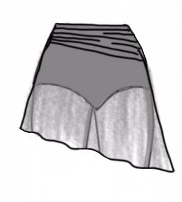 Dance Basics Asymmetrical Skirt With Attached Brief & Ruching Dance Basics Asymmetrical Skirt With Attached Brief & Ruching