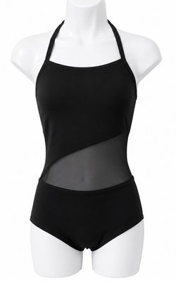 Asymmetrical Halter Mesh Leotard