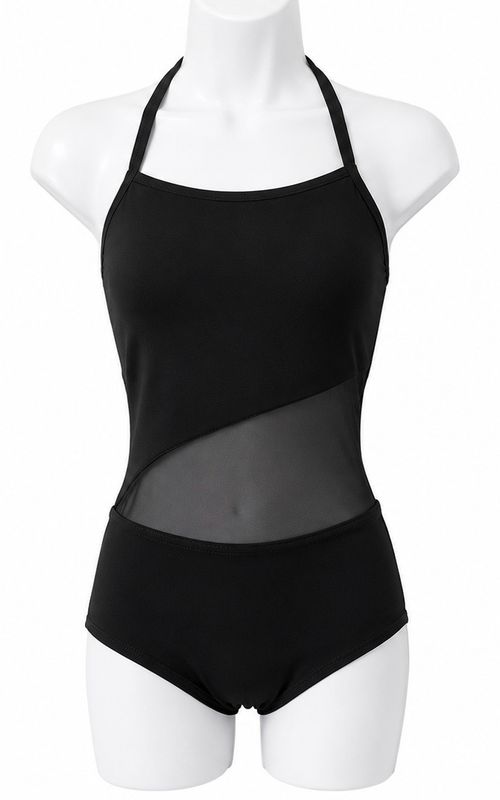Asymmetrical Halter Mesh Leotard