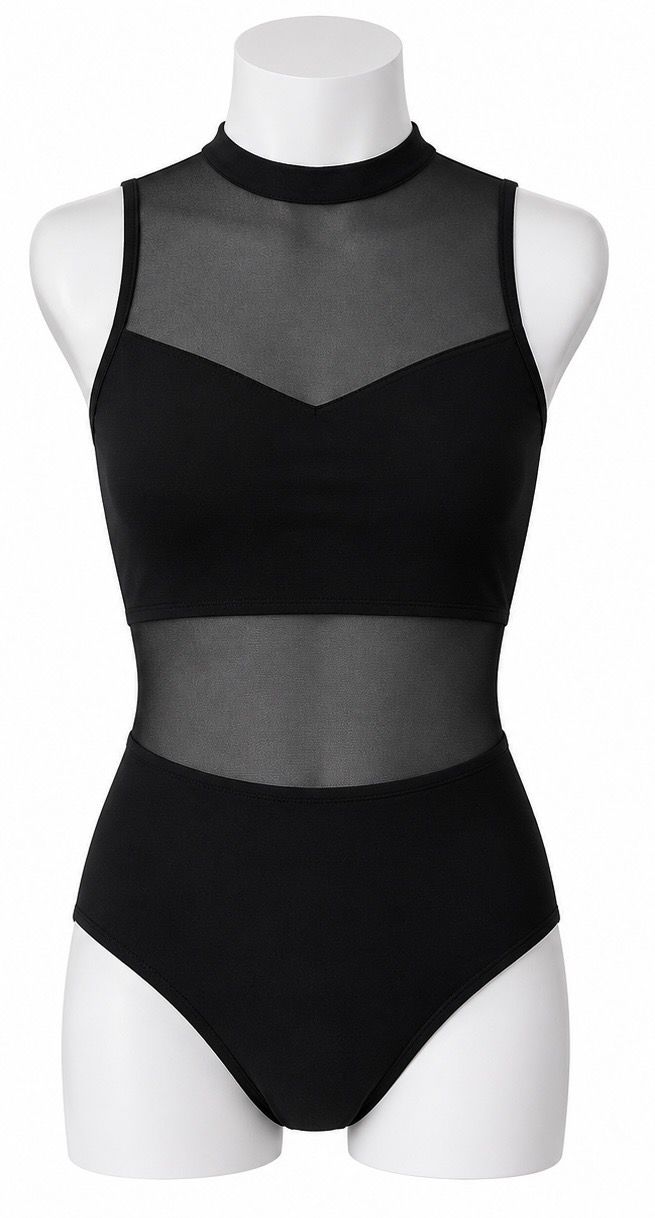 Sleeveless Sheer Midriff Leotard