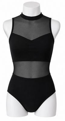 Sleeveless Sheer Midriff Leotard
