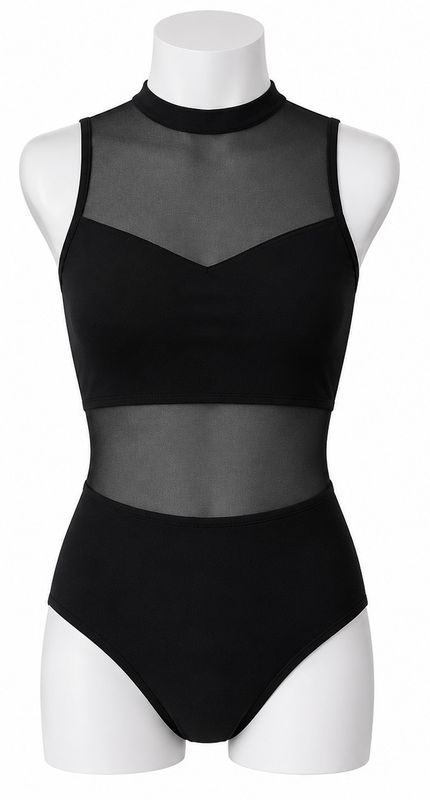 Sleeveless Sheer Midriff Leotard