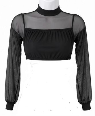 Long Sleeve Crop Top With Ruching
