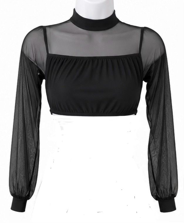 Long Sleeve Crop Top With Ruching