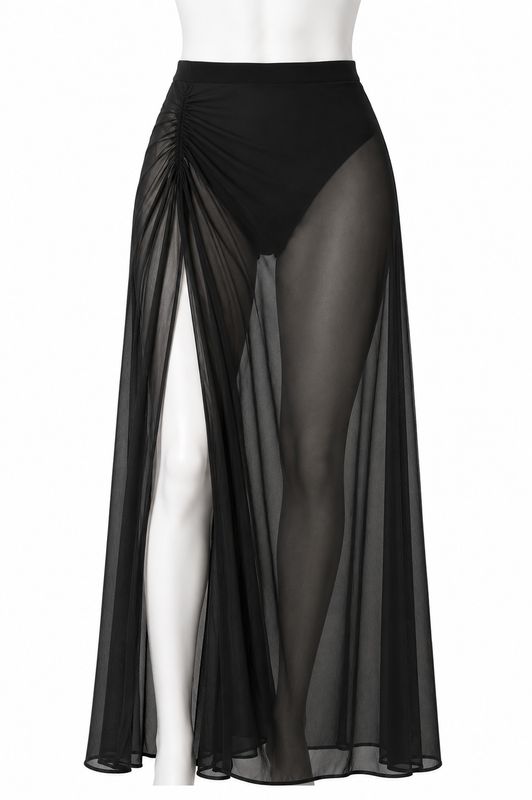 Maxi Skirt With Attached Brief &amp; Ruching
