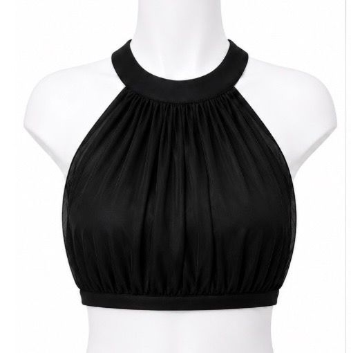 Halter Crop Top With Ruching