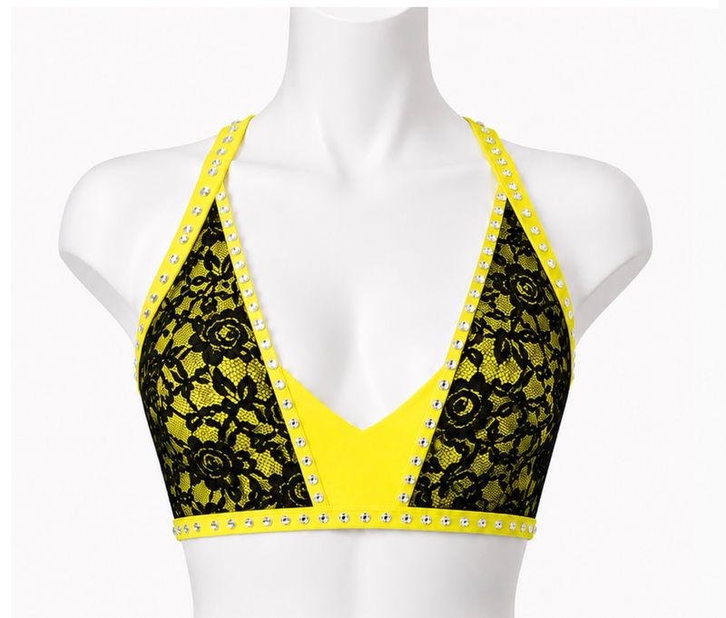 Lace Overlay Triangle Bra Top