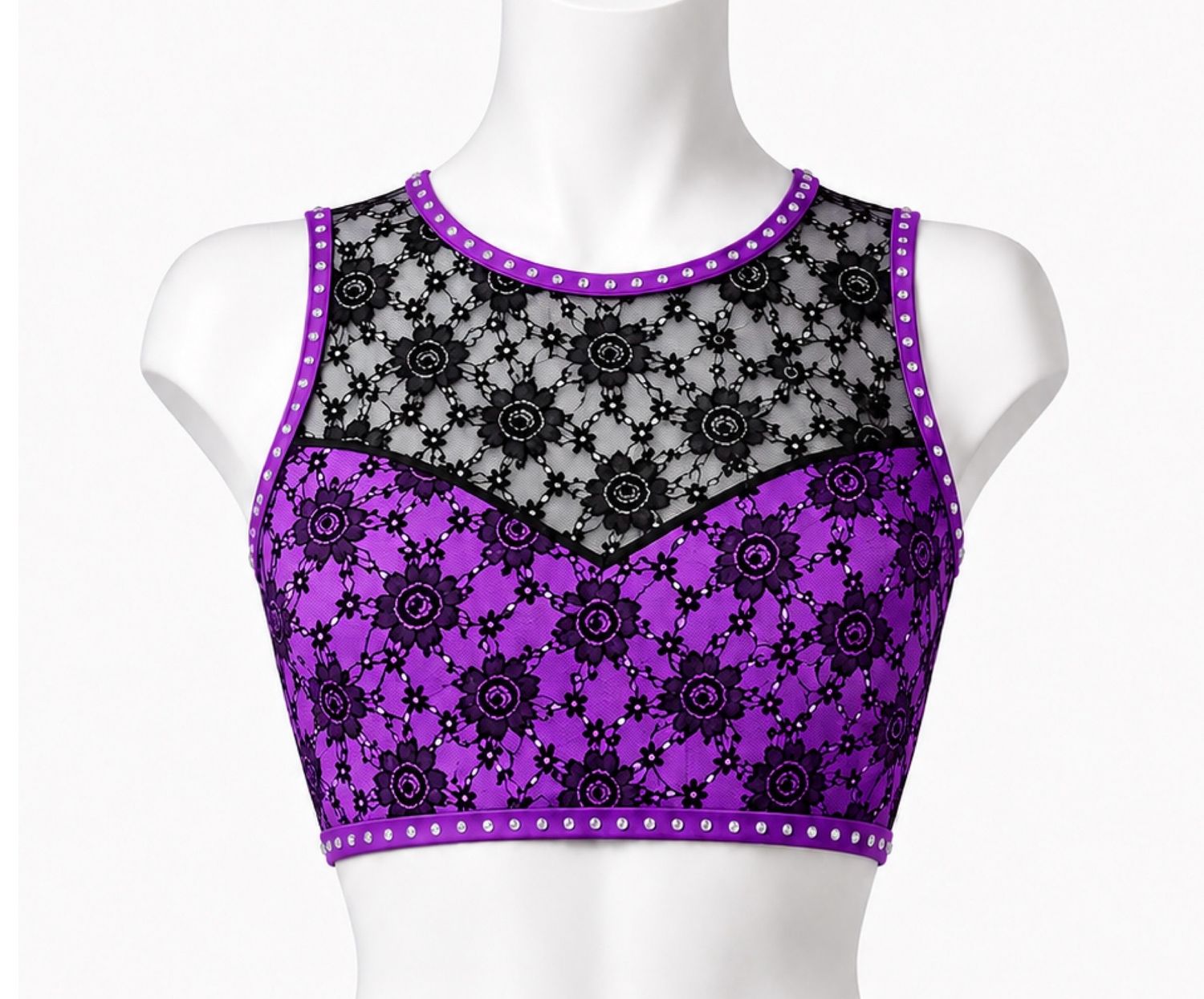 Lace Overlay Sleeveless Crop Top