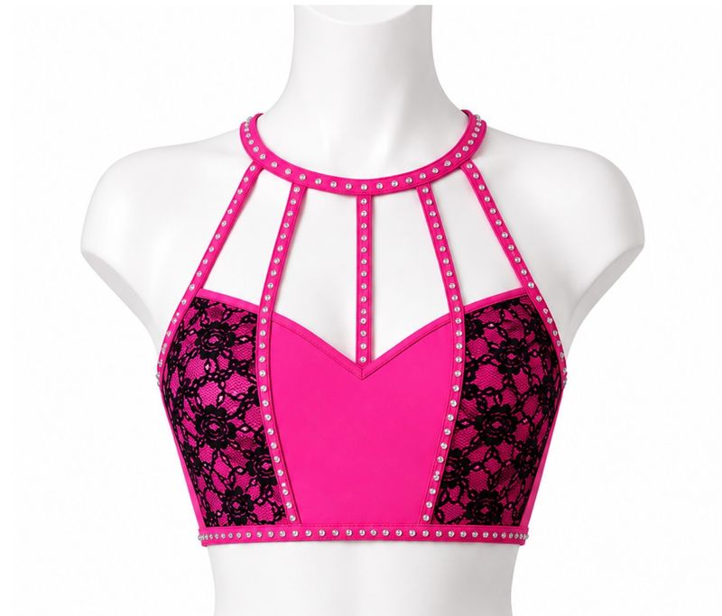 Lace Overlay Strappy Crop Top